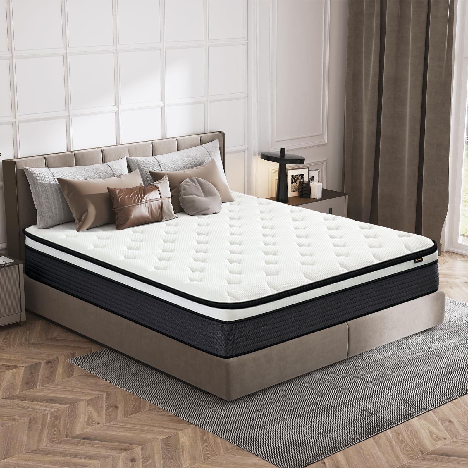 10 Inch Queen Size Mattress, Medium Firm, Hybrid Mattress in a Box with ...