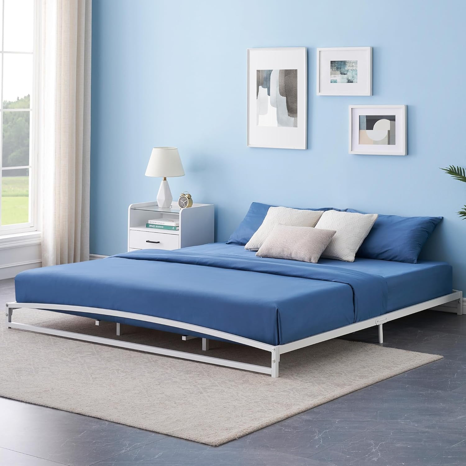 10 Inch Queen Size Platform Metal Bed Frame Low Profile with Storage