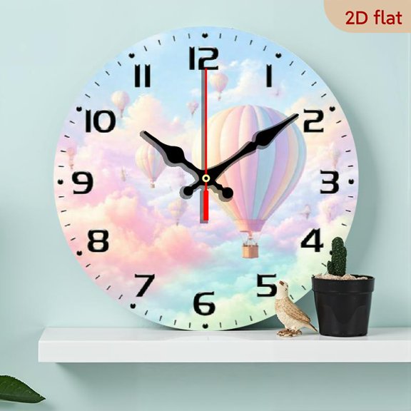 10-Inch Quiet Wood Wall Clock - Colorful Cloud Gradient Aesthetic - Battery Operated (AA Battery Not Included) - Perfect Decorative Wall Decor for Living Room, Bedroom or Party