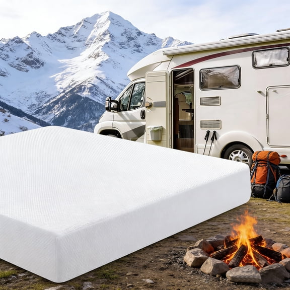 10 Inch RV Mattress King Size Medium Firm Memory Foam Bed with Tencel Cover, CertiPUR-US Certified for Camper, Trailer, and Truck