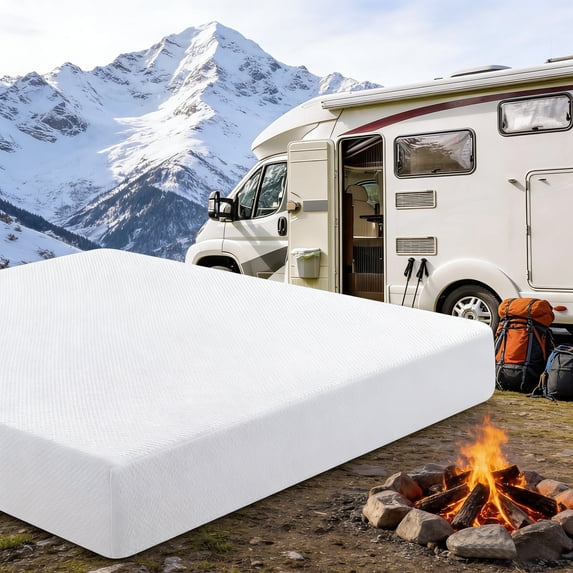 10 Inch RV Mattress King Size Medium Firm Memory Foam Bed with Tencel Cover, CertiPUR-US Certified for Camper, Trailer, and Truck