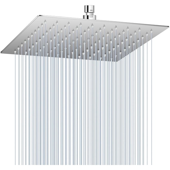 10 Inch Rain Shower Polished - Stainless 304, Thin Design, Modern Bathroom Square Rainfall Showerheads - Full Coverage Bath Shower