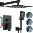 thumbnail image 1 of 10 Inch Rainfall Shower System Matte Black Shower Head Set with 3 Functions ABS Handheld Shower Luxury Rough-in Valve and Trim Included Wall Mount Bathroom Shower Mixer Faucet, 1 of 5