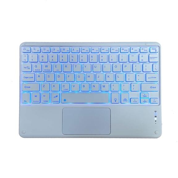 10 Inch Rechargeable Wireless Bluetooth Touchpad Keyboard - Thin & Portable, Compatible with iPad, iOS, Android, Windows, Long Battery Life Blue