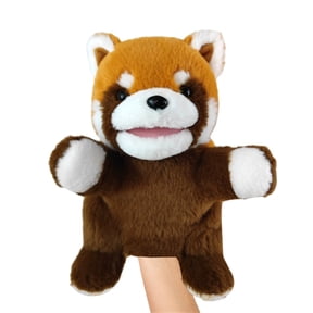 10 Inch Red Panda Stuffed Animal Hand Puppet with Working Mouth for Imaginative Play and Creative Learning Soft Wildlife Character for Puppet Theater, Brown