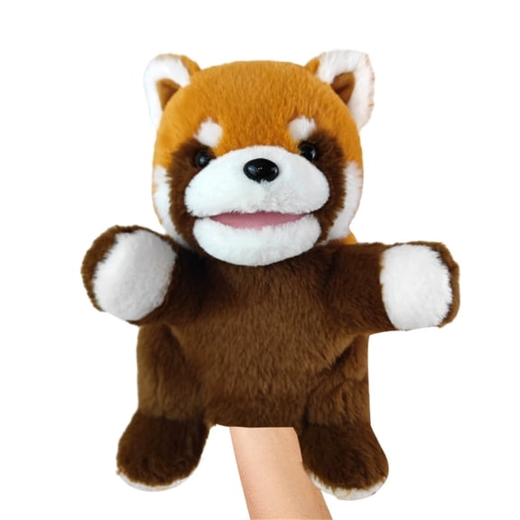 10 Inch Red Panda Stuffed Animal Hand Puppet with Working Mouth for Imaginative Play and Creative Learning Soft Wildlife Character for Puppet Theater, Brown