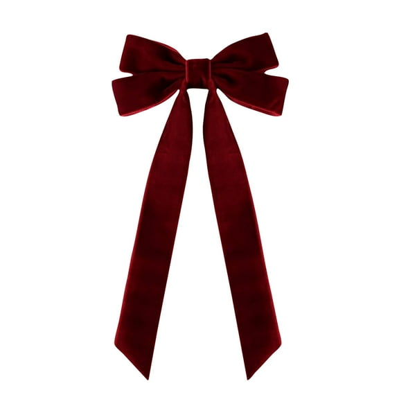 10 Inch Red Velvet Christmas Tree Bow - Holiday Decoration Bow for Christmas Trees, Wreaths, Garland - Pre-Made Burgundy Ribbon Bow Wine
