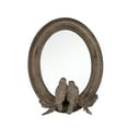 thumbnail image 1 of 10 Inch Resin Oval Accent Table Mirror, Perched Birds, Dark Bronze- Saltoro Sherpi, 1 of 5