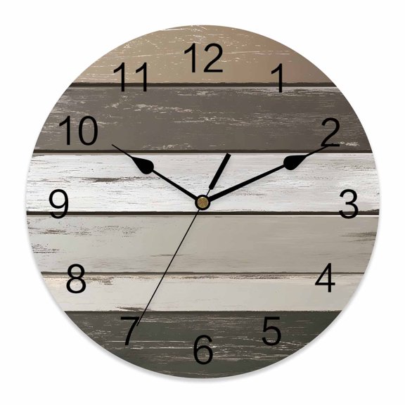 10 Inch Retro Dark Grey Stripes Wall Clock, Peeling Paint Effect Texture Battery Operated Silent Non Ticking Clocks, Easy to Read Round Wall Clock for Kitchen/Living Room/Bedroom/Bathroom