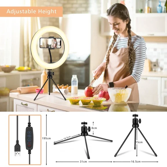 10 Inch Ring Light Selfie Light Ring With Tripod Stand & Phone Holder Mom Gift