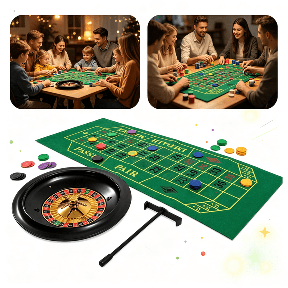 10-Inch Roulette Wheel Set with Felt Layout, 180 Chips & Steel Balls Fun Casino Night Game for Parties, Game Nights & Themed Events