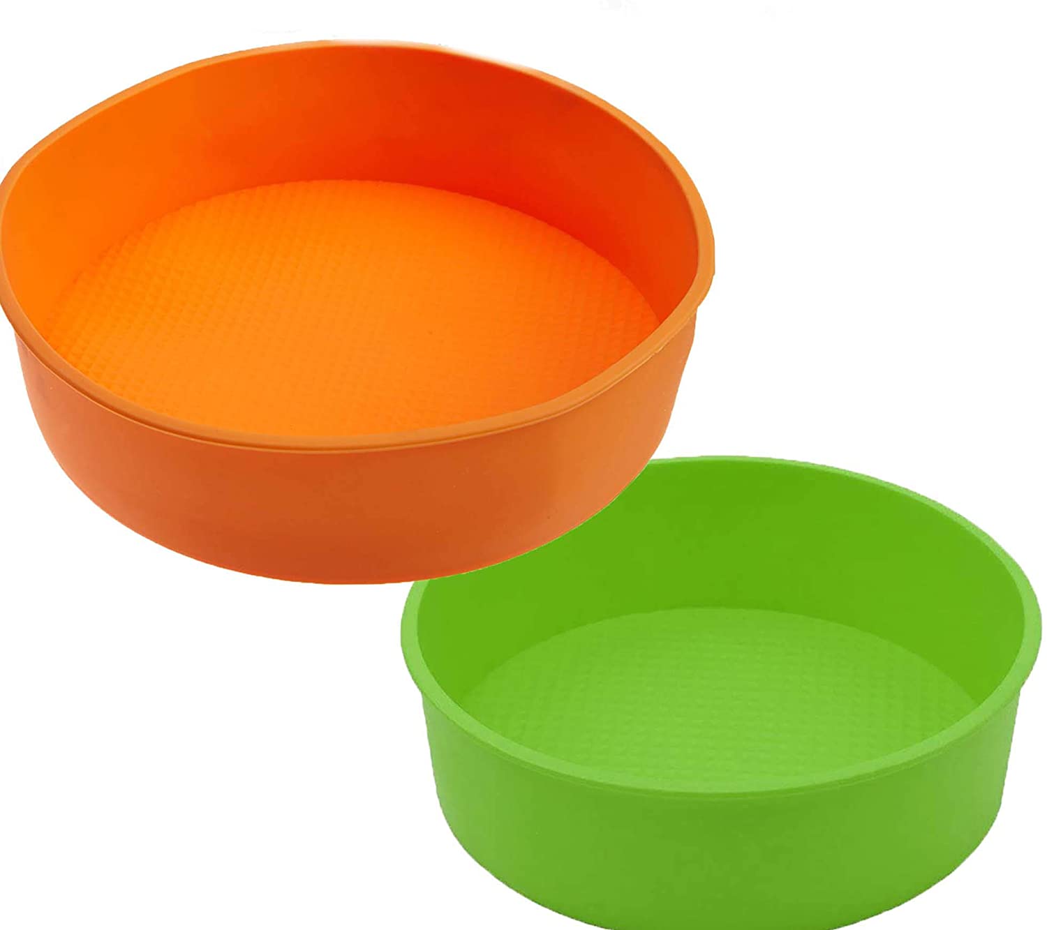 10 Inch Round Silicone Cake Pan, Green and Orange, Baking Pan, Non