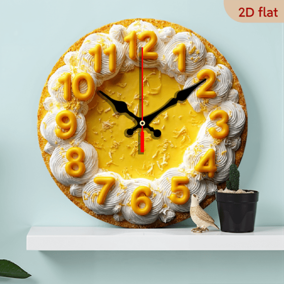 10 Inch Round Wooden Wall Clock Creative Stylish Dessert Design, Silent Operation for Home Decoration or Gift