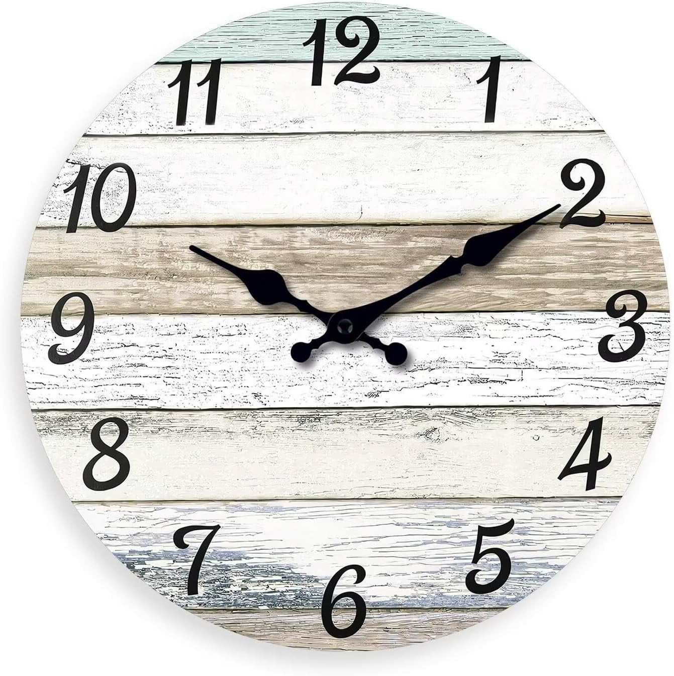 10 Inch Rustic Wall Clock for Bedroom Battery Wall Clock Silent Brown ...