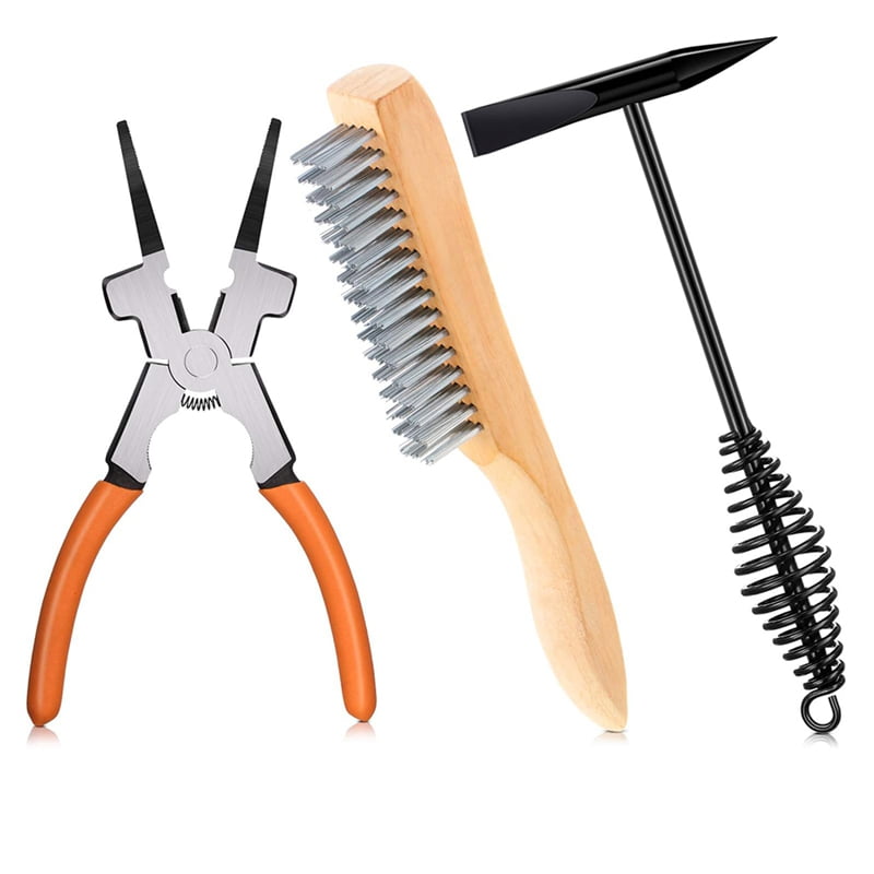 10 Inch Scratch Wire Brush Slag Removal Tool,8 Inch Welding Plier Plier and 10 Inch Welding Chipping Hammer for Cleaning