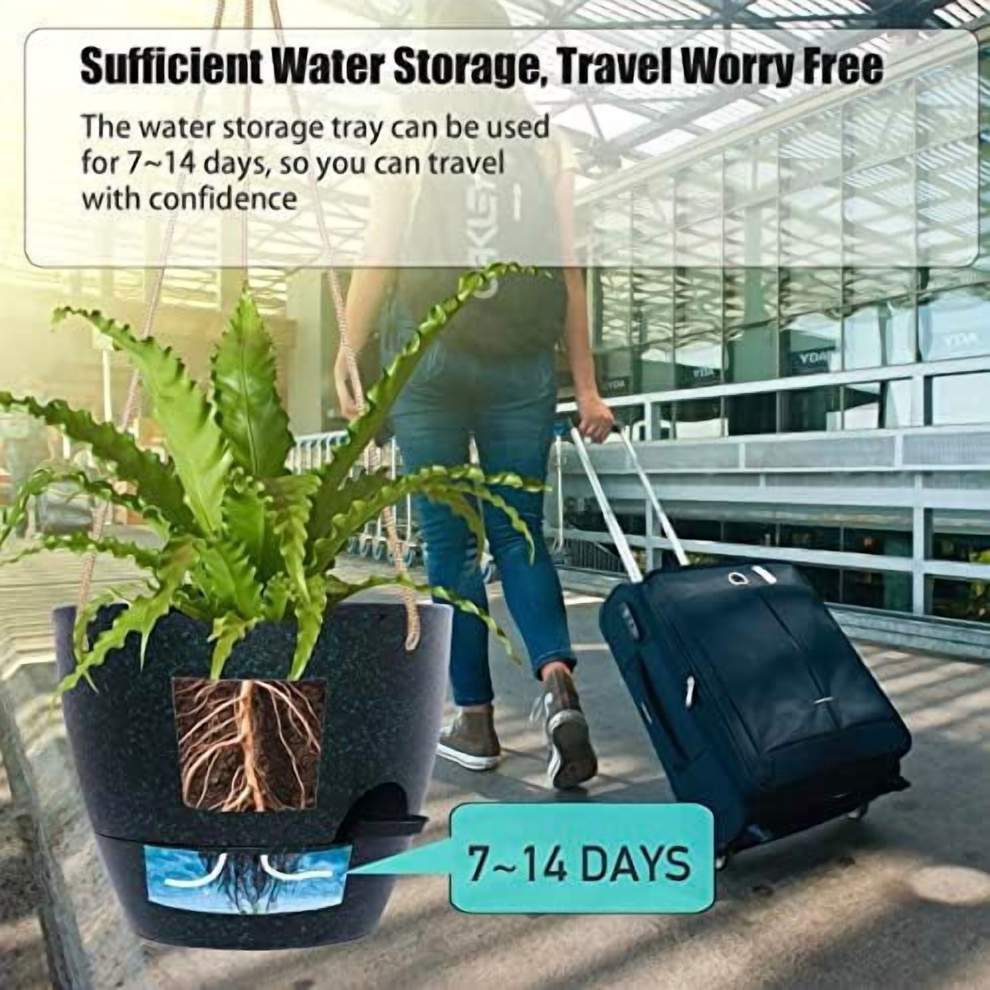 10 Inch Self Watering Hanging Pots, 2 Pack Hanging Planters with 40oZ Deep Reservior for Indoor Outdoor Plants Flowers, Black Speckles