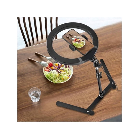 10-Inch Selfie Ring Light – Dimmable LED Ring Light with Adjustable Tabletop Tripod and Cell Phone Holder – Adjustable Angle for Video Recording, Live Streaming, Painting, Makeup, and Nail Art