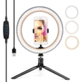 thumbnail image 1 of 10 Inch Selife Ring Light - LED Desktop Ring Light with Tripod and Phone Holder, Dimmable Make up Ring Light Youtbe Vlogging Influencer Ring Light, 1 of 1