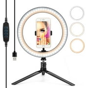 10 Inch Selife Ring Light - LED Desktop Ring Light with Tripod and Phone Holder, Dimmable Make up Ring Light Youtbe Vlogging Influencer Ring Light