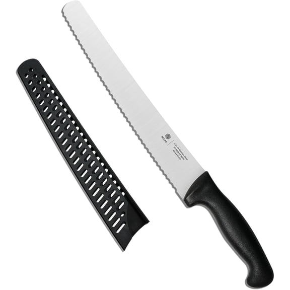 10 Inch Serrated Bread Knife for Homemade Bread, Sourdough & Artisan Loaves, 1.4116 German Stainless Steel, Protective Sheath, Black