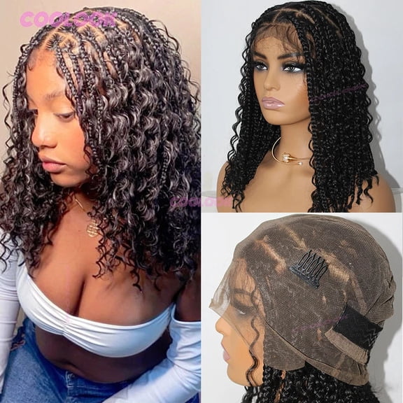 10 Inch Short Bob Wigs, Synthetic Braided Wigs for Women. Full Lace Wig, African Cornrow Braids