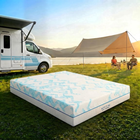 10 Inch Short Queen RV Mattress, Gel Memory Foam Camper Bed Mattress