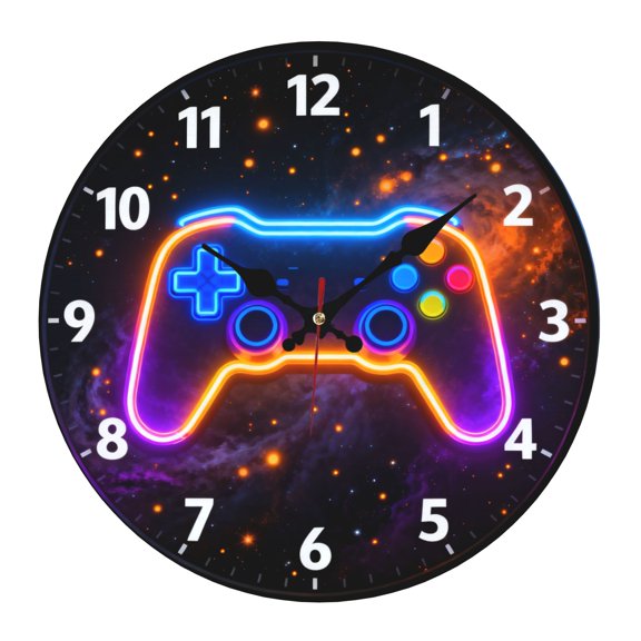 10 Inch Silent Game Controller Wall Clock Battery Operated Non Ticking , for Kitchen, Bedroom, Home Office, Living Room Decor