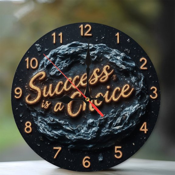 10-Inch Silent Wooden Wall Clock, " Motivational Wall Clock Success Is A Choice Inspirational Gift " Silent Non-Ticking Clock, Battery Operated (AA Batteries Not Included), Artistic Home Decor