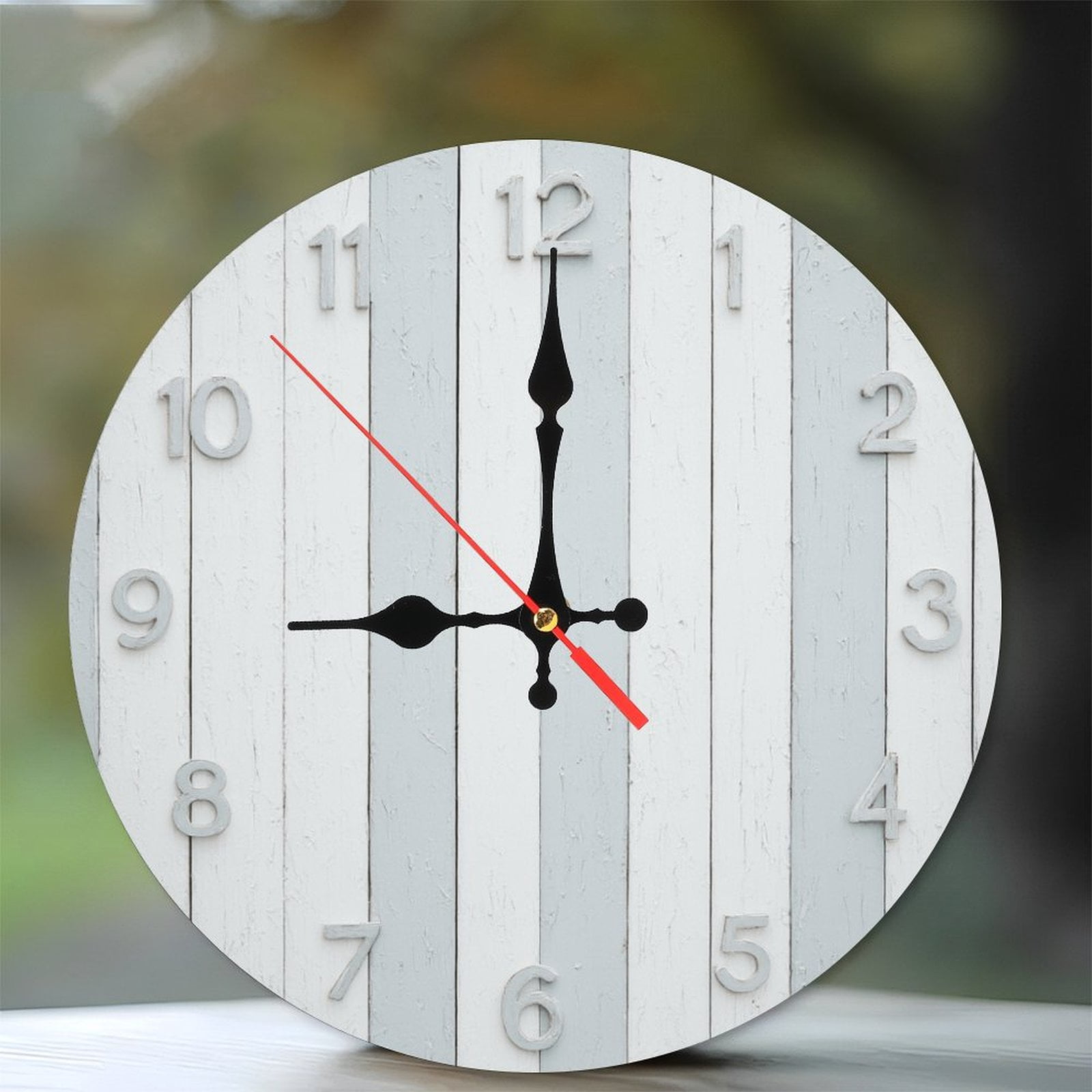 10-Inch Silent Wooden Wall Clock, " Rustic Farmhouse Wall Clock Grey ...