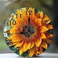 thumbnail image 1 of 10-Inch Silent Wooden Wall Clock, " Sunflower Clock Face Design "  Silent Non-Ticking Clock, Battery Operated (AA Batteries Not Included), Artistic Home Decor, 1 of 8