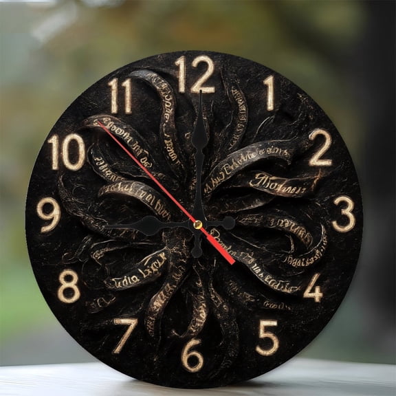 10-Inch Silent Wooden Wall Clock, " Vintage Gothic Style Wall Clock Home Decor " Silent Non-Ticking Clock, Battery Operated (AA Batteries Not Included), Artistic Home Decor