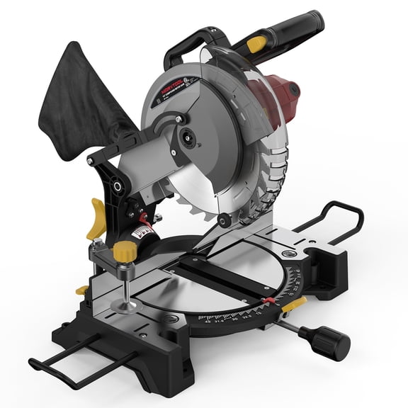 10-Inch Single Bevel Compound Miter Saw, 15-Amp Power Saw with Extension Table, Precision Miter Angles, Single Bevel 0-45, 40T TCT Miter Saw Blade, Lightweight Design