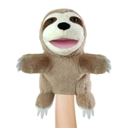 10 Inch Sloth Hand Puppet Plush Toy with Movable Mouth for Nature Theme Storytelling Role Play Props Interactive Home Theater Games, Brown