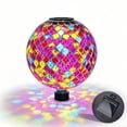 thumbnail image 1 of 10 Inch Solar Mosaic Glass Gazing Ball,Colorful Diamond‑Pattern Globe Lamp, for Outdoor Patio, Yard, Pathway & Indoor Home Decor, 1 of 7