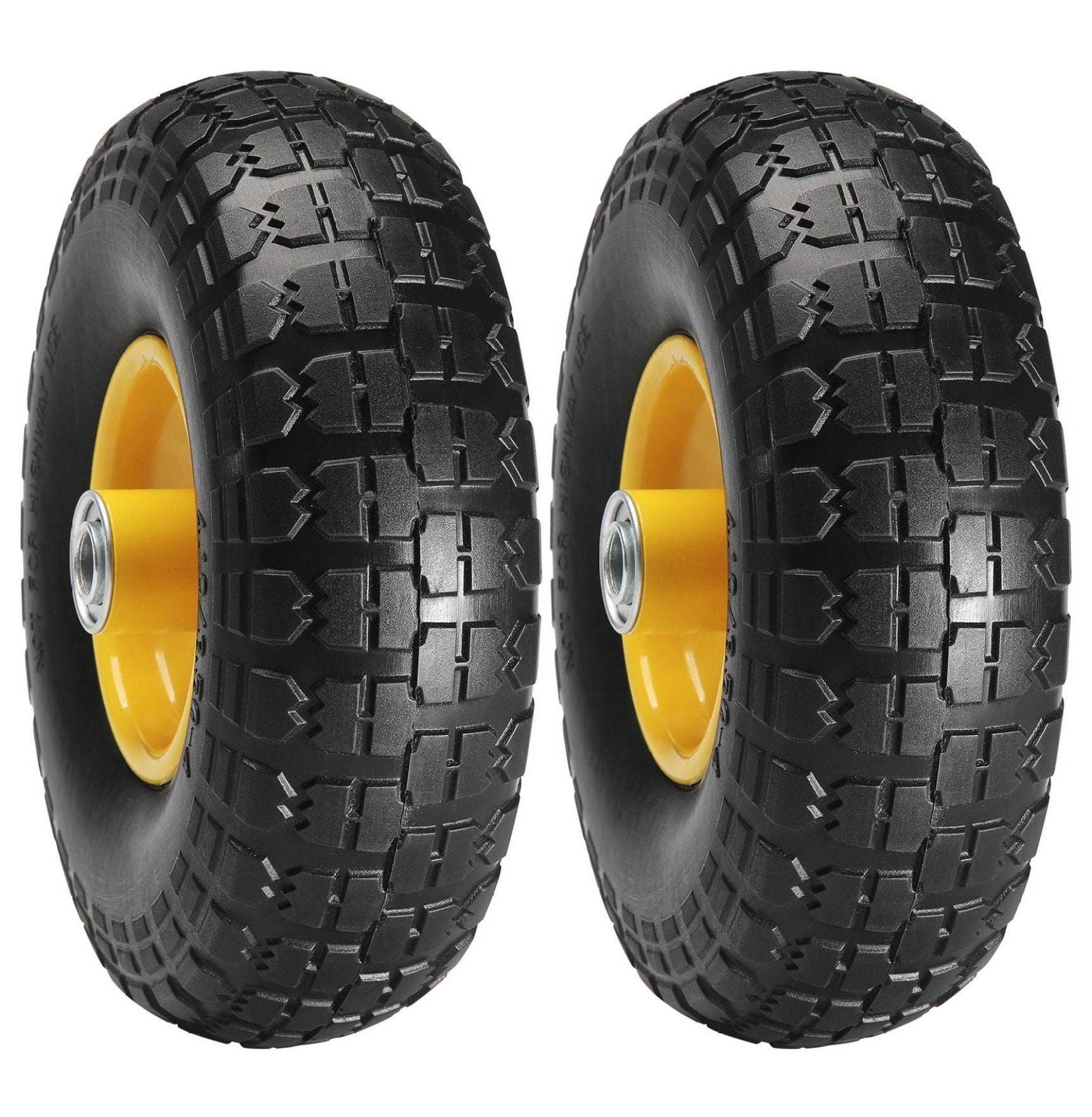 10 Inch Solid Run Flat Tires 2-Pack, 400lbs Capacity, Flat Free Wheels ...