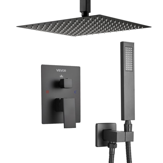 10-Inch Square Rainfall Shower System with Handheld Spray, Ceiling Mount Faucet Set