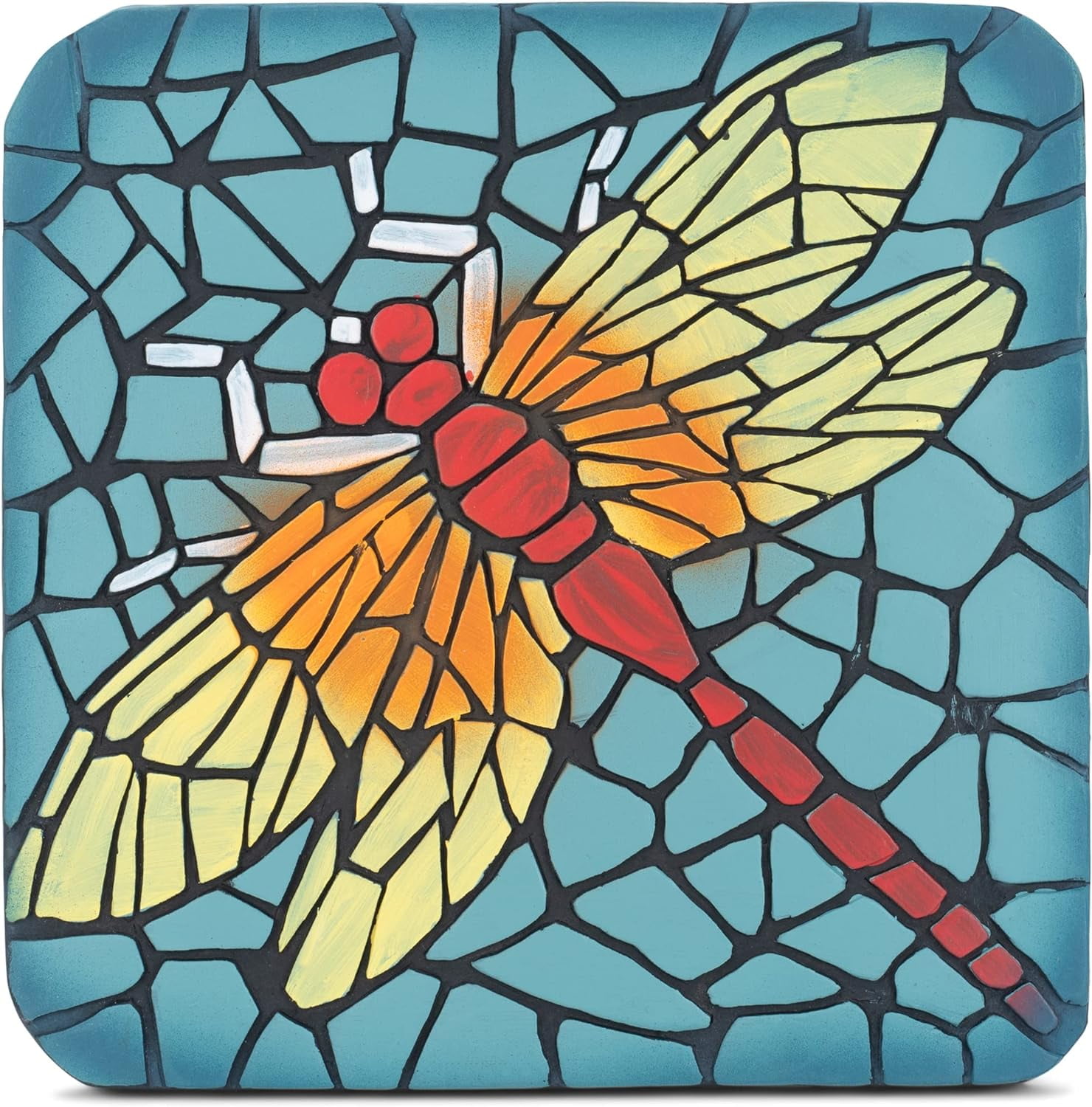 10 Inch Square Red Yellow Blue Concrete Stepping Stone