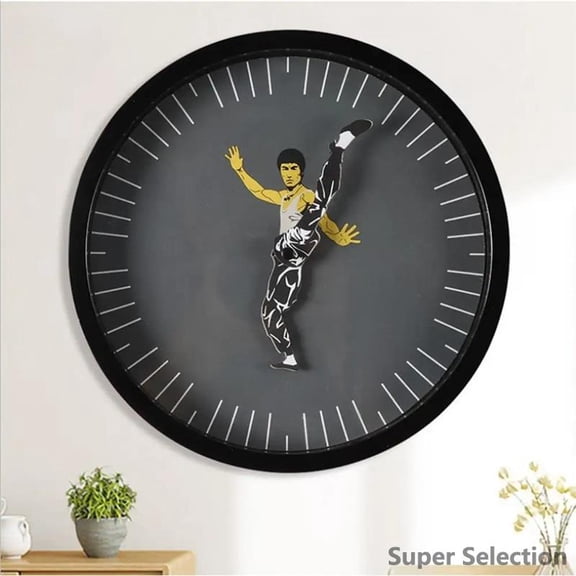 10 Inch Square Silent Wall Clock, Battery Operated Ultra Quiet Decorative Clock With Kung Fu Design For Living Room, Bedroom, Office - Battery Included