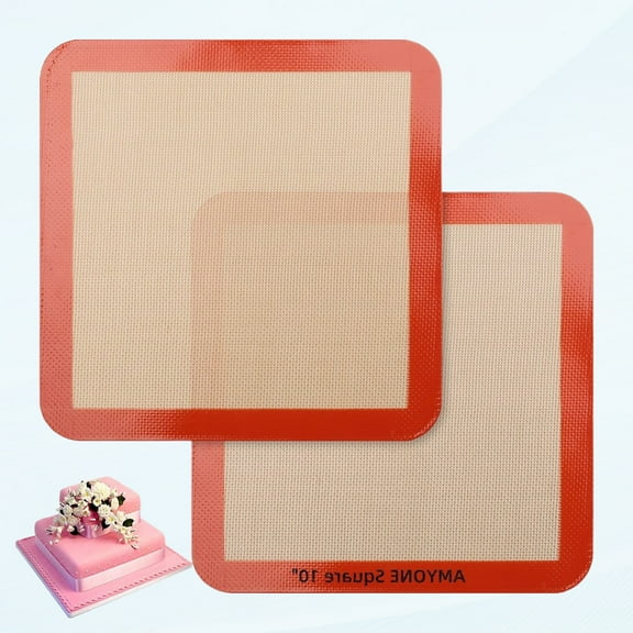 10 Inch Square Silicone Baking Mats - Food Grade Non-Stick Reusable Mat for Cake, Pastry, Toast, Pie - Ideal for 10x10 Air Fryer