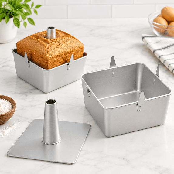 10 Inch Square Tube Cake Pan, 2-Piece Anodized Aluminum Pan with ...