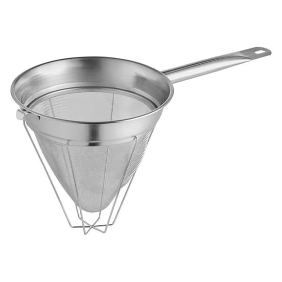 10 Inch Stainless Steel Bouillon Chinois Strainer, Extra Fine Mesh, Silver, Hand Wash Only