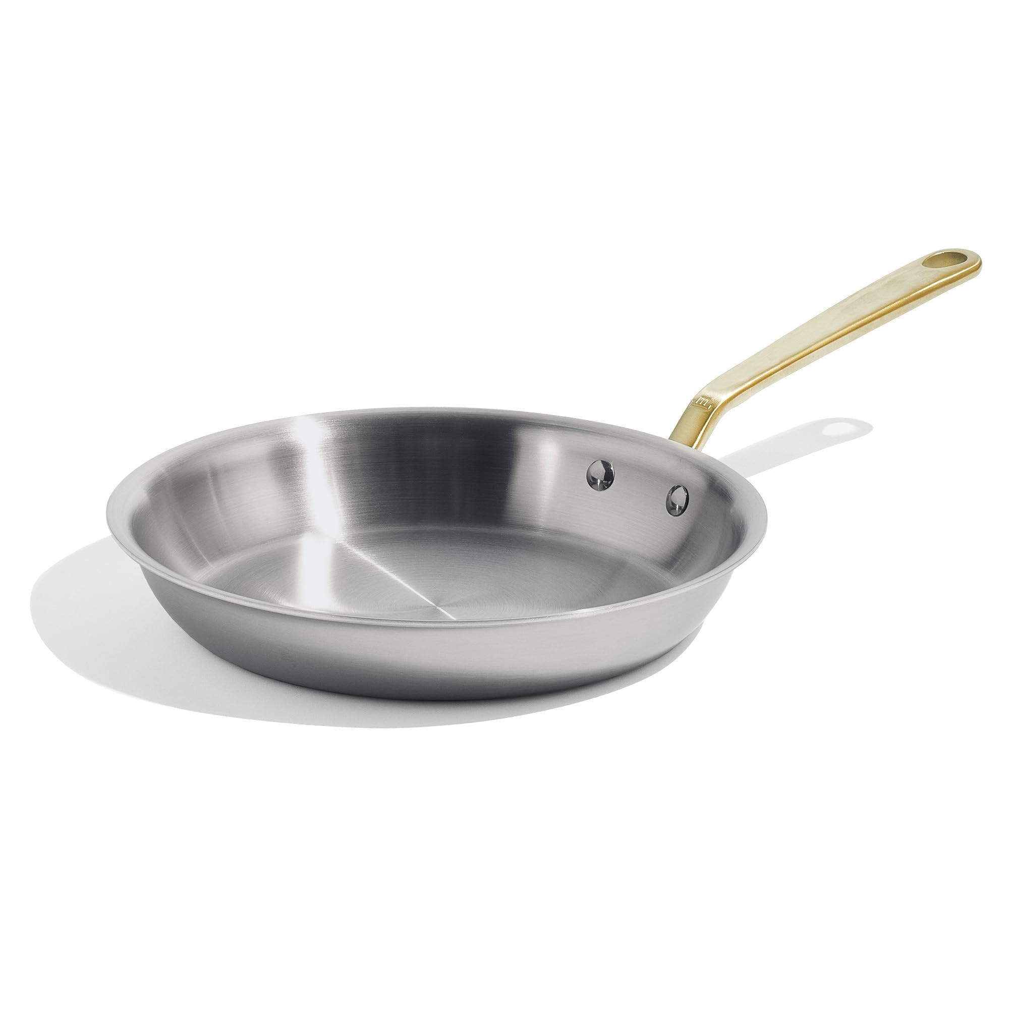 10-Inch Stainless Steel Frying Pan with Antique Brass Handle, 5-Ply ...