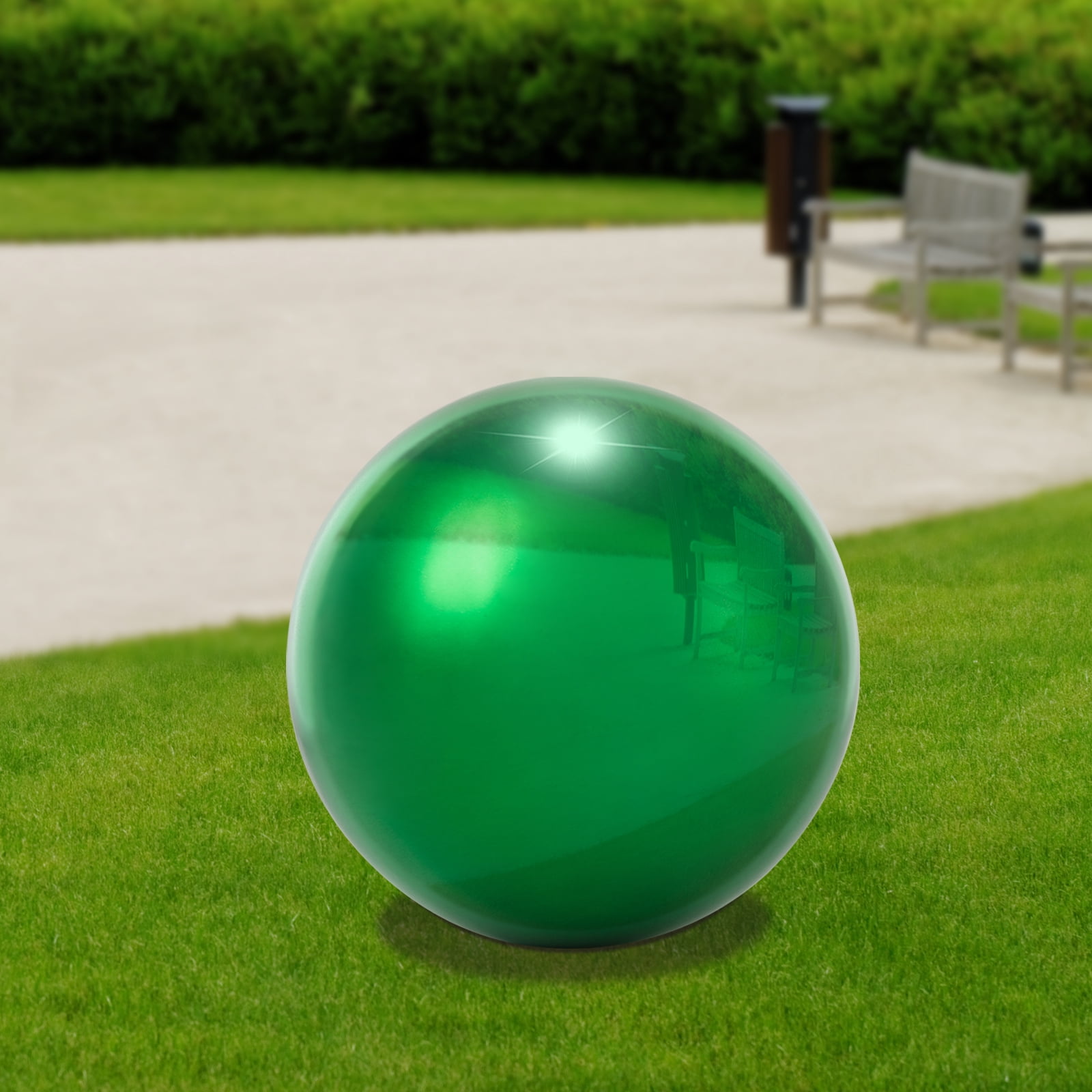 10 Inch Stainless Steel Gazing Ball, Green Garden Sphere Gazing Ball ...