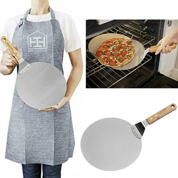 10-Inch Stainless Steel Pizza Paddle, Pizza Spatula For Oven Baking & Serving, Durable Oven-Safe Pizza Peel With Comfortable Wooden Handle For Easy Pizza Transfer