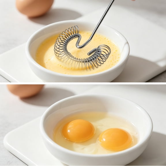 10 Inch Stainless Steel Spiral Whisk, Heavy Duty Handheld Wire Egg Beater, Ergonomic Handle Balloon Whisk for Sauces Batters Cream Baking Kitchen Tool