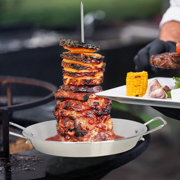 10 Inch Stainless Steel Vertical BBQ Skewer, Brazilian Churrasco Grill Spit for Home Made Tacos, Al Pastor Shawarma Skewer for Grill Enthusiasts