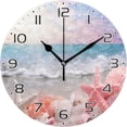 thumbnail image 1 of 10 Inch Starfish Beach Clock Silent Round Wall Clock Non Ticking Battery Device Clocks Creative Decoration Wall Clock for Living Room Bedroom Office Kitchen, 1 of 6