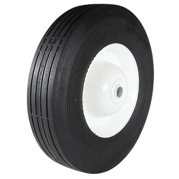 10 Inch Steel Ball Bearing Wheel Heavy Duty 5/8 Bore 2-1/4 Offset Hub Compatible with Lawn Tractor Mower Garden Cart Wheelbarrow Universal Rib Tread