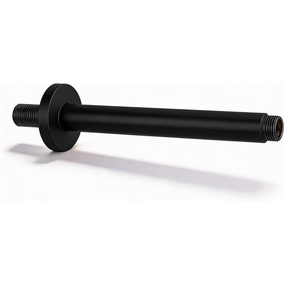 10 Inch Straight Ceiling Mount Shower Arm with Flange, Round Shower Arm for Rain Showerhead, Black Finish