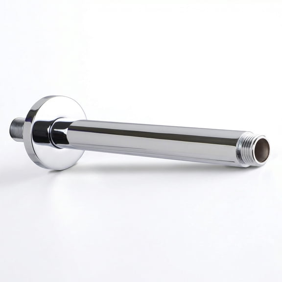 10 Inch Straight Ceiling Mount Shower Arm with Flange, Round Shower Arm for Rain Showerhead, Chrome Finish